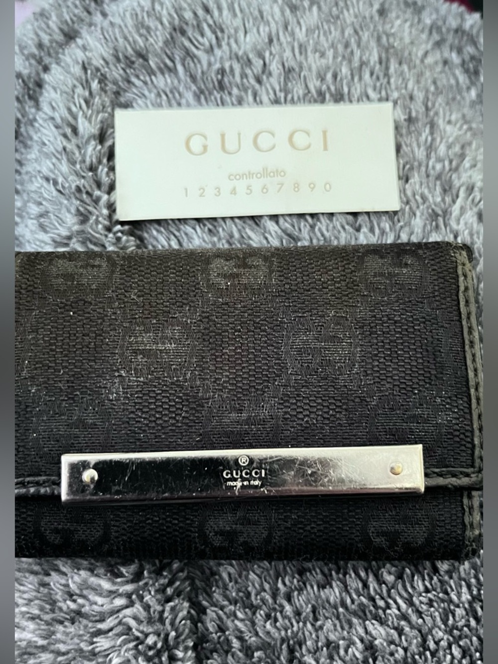 Very Worn Authentic Gucci Black Canvas Wallet